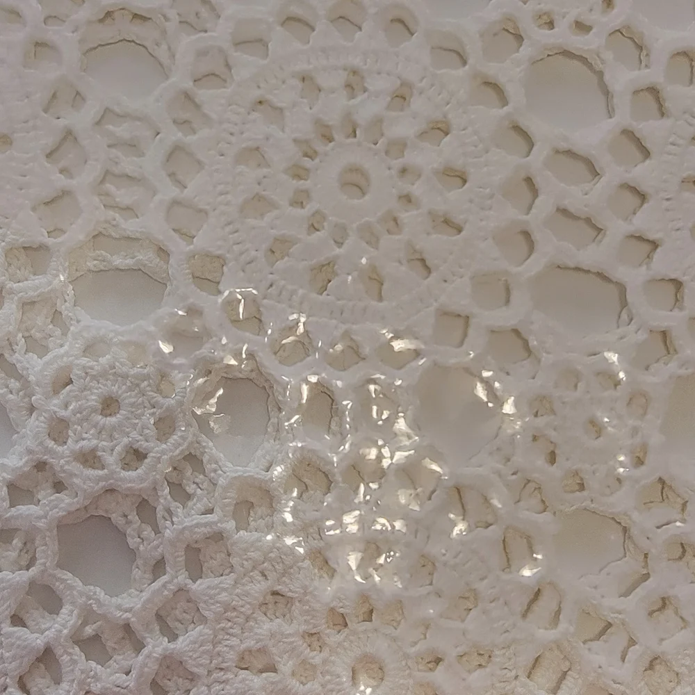 Vtg Hand Crochet Cotton table cloth 45